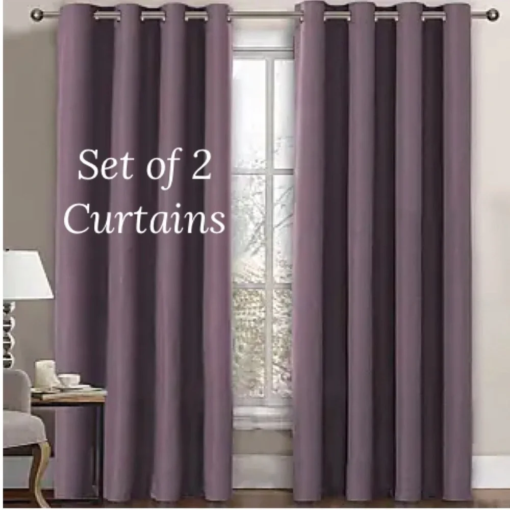 Sun Zero Lichtenberg Curtains Black Out Grommet Top Plum Size 40 X 94